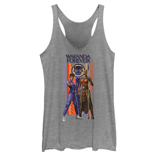 Junior's Marvel Black Panther Wakanda Forever Wakanda Forever Duo Banner Tank Top